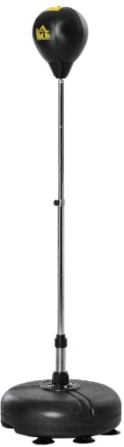 HOMCOM Punchingball Set Stehend 133-151 cm höhenverstellbar Schwarz | Standbox, 1 Paar Handschuhe, Fitness Boxsack, Geeignet für Anfänger und Profis