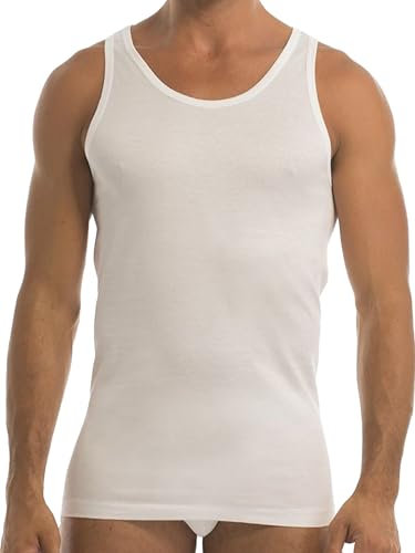 GARDA - 3pz Canotta Spalla Larga, Intimo Uomo 100% Cotone Filo di Scozia Art. 0030 (Bianco, 5/L)