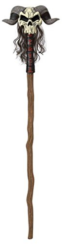 CALIFORNIA COSTUMES Sceptre de Magicien Sorcier avec crâne 147 cm - Noir - Taille Unique