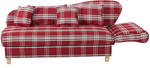 Max Winzer Recamiere mit Armteil rechts klappbar Selma Flachgewebe rot, 2917-6320-2077423-F01, Breite x Tiefe x Höhe: 190/212 x 88 x 82 cm