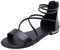 amropi Donna Incrociato Estate Open Toe Caviglia Cinghia Piatto Sandali (Nero,39 EU)