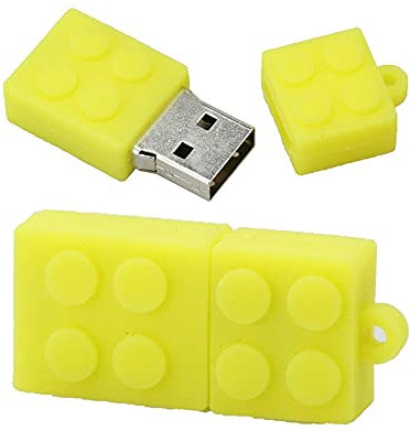 32GB Les Blocs de Construction Forme des Clefs USB, Stylo Drive Memoria Flash Reste Pendrives Disque Flash Clé USB (Le Jaune)