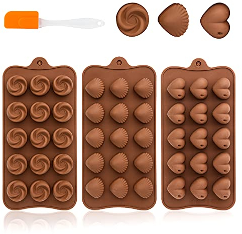 3 Stück Schokoladenform Silikon Ohne BPA-Schokoladen-Lebensmittelqualität,Silikonformen Antihaftbeschichtung zur Herstellung von Schokoladen-Muffin-Kuchen