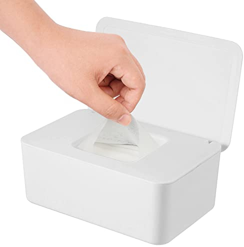 Distributeur de lingettes, porte-lingettes pour bébé et adulte, récipient rechargeable Seposeve pour lingettes fraîches, loin des lingettes sales, étui à lingettes faciles à ouvrir/fermer, blanc