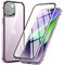 MIMGOAL for iPhone 14 Magnetic Case 360 Degree Full Body Cover, Front and Back Tempered Glass Transparent Cover, Shockproof Protective Metal Bumper [Built-in Camera Protector], Purple