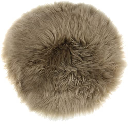 MACOSA Dekofell rund Beige 34 cm echtes Lammfell modern Sitzplaid Sitzkissen Deko-Fell Tischdeko Echtfell Sitzauflage Stuhlkissen Fellteppich klein (Beige)