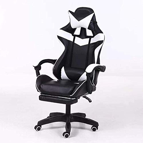 MOooy Gaming-Stuhl, Racing-Bürostuhl, ergonomischer Schreibtischstuhl, Verstellbarer Drehstuhl mit Kopfstütze und Lendenwirbelsessel, Gold 2 Dignified (Weiß 2)