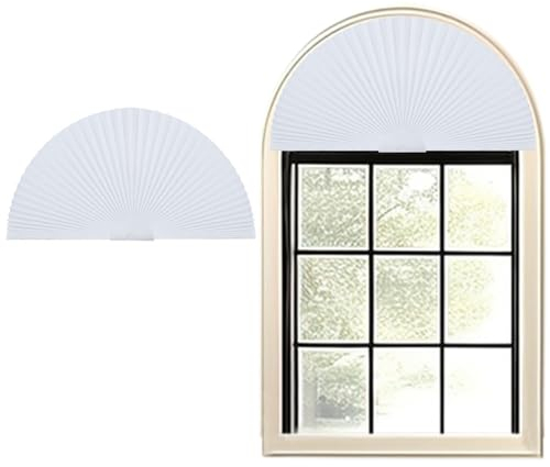 Bogenfenster-Schatten-Halbkreis-Plissee-Stick-On-Tool Lichtfilternde halbrunde Stoffschirme Leicht zu schneiden und zu installieren Bogenfensterverkleidungen für Halbmond-Bogenfenster, 1 Paneel