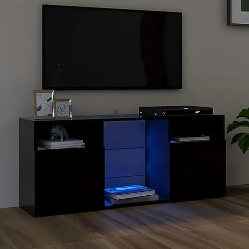 ShCuShan Mueble de TV con Luces LED Negro 120x30x50 cm Muebles TV Altos Salones Modernos Completos