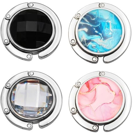 4 Stück Taschenhalter für Tisch, Faltbare Antirutsch Handtaschenhalter Tisch Haken, Taschenhaken Halterung bis 2 Kg, für Handtaschen In Der Schreibtisch, Restaurant, Marmorierung Gem Taschenhaken Set