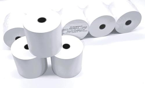 5x Ersatz-Papierrolle, Kassenrolle, 57mm x 40m x 12mm Bonrolle aus NORMAL PAPIER, holzfrei weiß, geeignet für Kassen- und druckende Tischrechner, inkl. roter Endwarnstreifen auf der Rolle