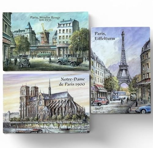 3 imanes de nevera de Paris – XL, 8 x 5,5 cm cada uno, de Notre-Dame de París, Moulin Rouge, Torre Eiffel, Iglesia, Francia, Souvenir, Río, Su imagen, imán para nevera, Valdeig P