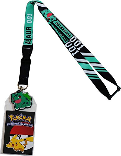 'Bioworld Pokemon Bulbasaur 001 Exklusive Lanyard mit ID Badge Holder & PVC-Gummi Charme