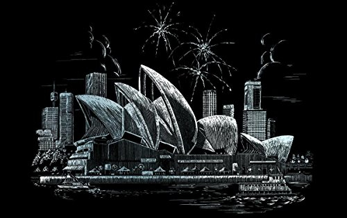 Royal & Langnickel FAM-7 - Engraving Art/Kratzbilder, DIN A3, Sydney Opernhaus, silber