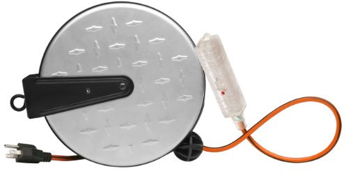 Designers Edge E215 30-Foot Metal Extension Cord Reel with Diamond Plate by Designers Edge