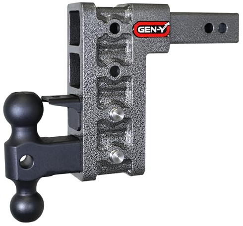 GEN-Y Hitch Tow Hitch with Dual-Ball & Pintle Lock for 2 Receiver - 7.5 Drop with 4 Adjustable Positions, 10,000 LBS Towing Capacity, 1,500 LB Tongue Weight, Silver