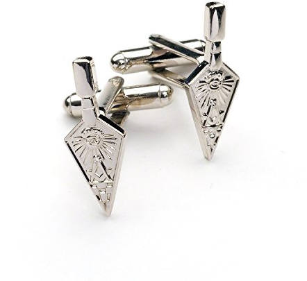 THE MASONIC COLLECTION Versilberte Manschettenknöpfe für Herren mit Kelle, Quadrat, Kompass – Geschenk-Accessoire für Freimaurer