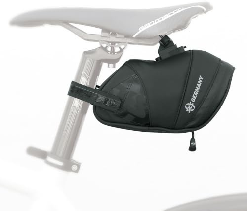 SKS GERMANY EXPLORER CLICK 800 cykelväska, cykeltillbehör (sadelväska av gummerat, vattenavvisande tyg, laminerade dragkedjor med ergonomisk Easy-dragkedja, volym: 0,8 l), svart