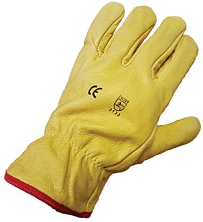 Himalayan Men's x2 Pairs H310 Fleece Lined Leather Winter Thermal Cold Work PPE Gloves, Yellow, XL (Pack of 4)