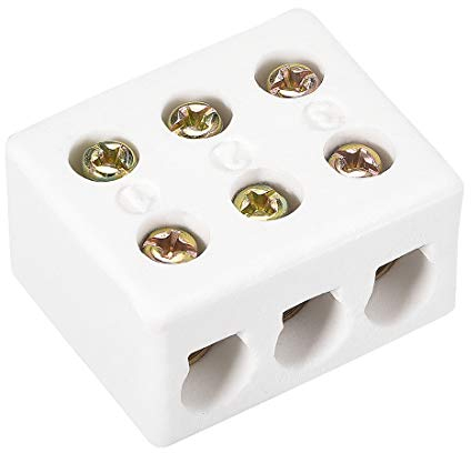 sourcing map Bloques de Terminales de Cerámica de 3 Vías 6 Agujeros, Conectores Cerámicos de Porcelana de Alta Temperatura