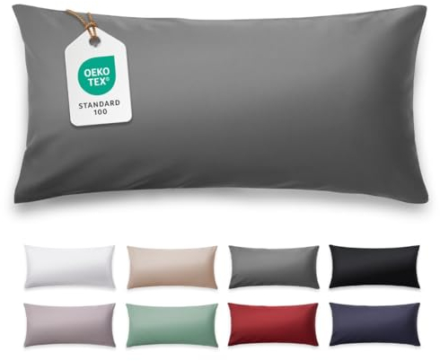 Blumtal Taie Oreiller 40x60 - Taie Oreiller Satin Mako Certifié Oeko-TEX - Protege Oreiller 40x60, Doux, avec Effet Brillant - Anthracite