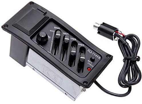 1pc Guitare Micros Piezo 4 Band Ramassage Préampli EQ-7545r égaliseur Préampli Amplificateur Tuner pour Guitare Acoustique Noir