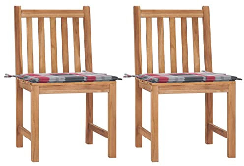vidaXL 2X Teak Massiv Gartenstuhl mit Kissen Holzstuhl Stuhl Essstuhl Stühle Terrassenstuhl Gartenmöbel Balkonstuhl Gartenstühle Outdoor