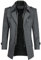 YOUTHUP Herren Wintermantel Wolle Winter Kurzmantel Mittellang Wollmantel Kurz Winterjacke für Business Freizeit, Grau-Dick, XXL