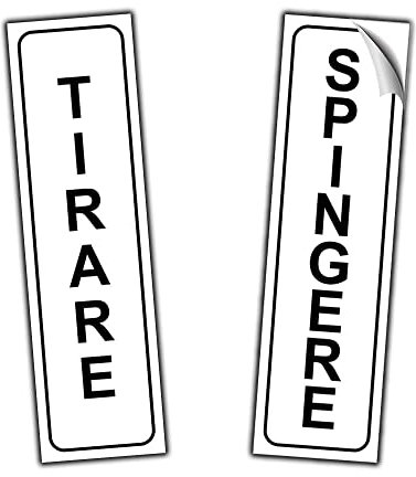 EVM SPINGERE + TIRARE Eticchetta Segnaletica Targhetta in PVC Morbido Adesivo impermeabile Plastificato Opaco Porte Locali Ufficcio 6x21cm (Verticale) 2pz