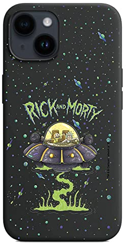 Personalaizer Original Case Compatible with iPhone 14 Black with Rick and Morty UFO Design