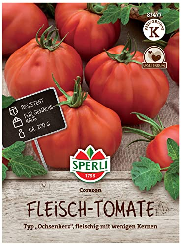 Sperli Fleisch-Tomatensamen Corazon, F1 83477 - Typ 'Ochsenherz', fleischig mit wenigen Kernen - Inhalt für 12 Pflanzen - Samen Gemüse, Gemüsesamen