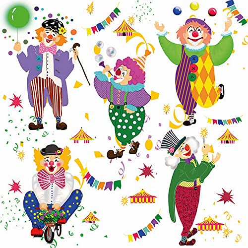 20 Servietten Tanzende Clowns | Karneval | Fasching | Tischdeko | Decoupage | Serviettentechnik 33x33cm