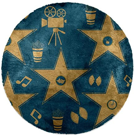 Personalisierbarer flauschiger Teppich, Plüsch, Kreis, Bodenteppich, Walk of Fame Kunstfell, Teppich