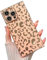 KERZZIL Elegant Compatible with iPhone 13 Pro Max Square Edge Case, Cute Luxury Leopard Pattern Plating Case Camera Protector Soft TPU Shockproof Protective Corner Back Cover(Pink)
