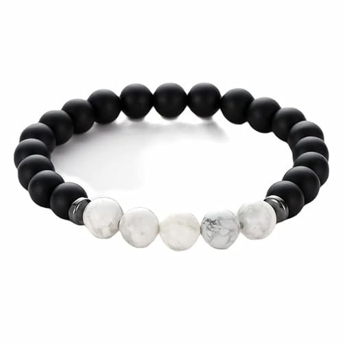 Musihy Onyx Armband, Perlenarmband Damen Armband mit Fünf Achatsteinen Perlen für Armbänder Umfang 19CM