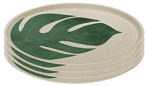 Koziol CONNECT PLATE MONSTERA LEAF 255 mm großer Teller 4er Set desert sand 1455700