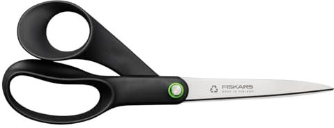 Fiskars ReNew Universalschere, Länge: 21 cm, Recycelter Edelstahl/Recycelter Kunststoff, Functional Form, Schwarz, 1074547