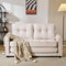 KecDuey Sofa für 2 Personen,2 in 1 Polstersofa Sofa mit Schlaffunktion, Sofabett modernes Design, Polstermöbel, Schlafsofa, Wohnzimmersofa, Sofa mit Taschen an der Seite (Beige)