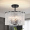 WTUOING Kronleuchter Schwarze Moderne Deckenleuchte Wohnzimmer Schlafzimmer Küche, 4 Flammige Kronleuchter kristall Rund Deckenlampe Glas für Flur, Esszimmer, E14