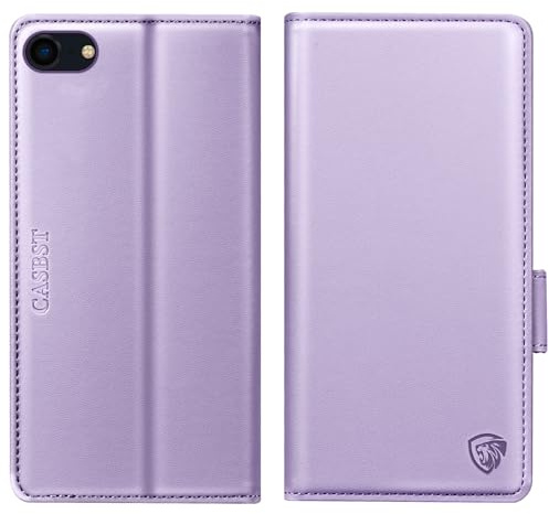 CASBST for iPhone 7, iPhone 8, iPhone SE 2022/2020 Case, Kickstand Flip Leather Wallet Book Case with Card Slots Shockproof Magnetic Closure Protective Phone Case for iPhone 7/8/SE - Light Purple