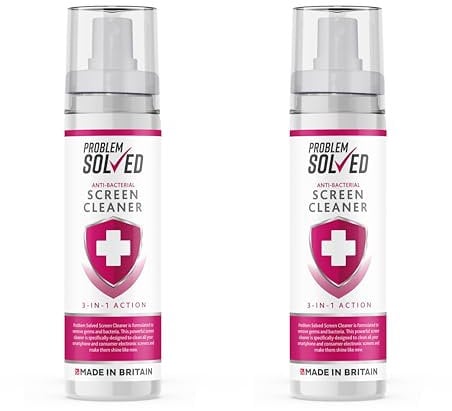 Problem Solved Screen Cleaner Anti Bacterial Spray for Monitor TV Tablet Laptop Smartphone - (2 x 100ml)
