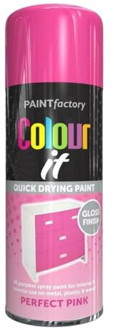 PNJB Perfect Pink All-Purpose Aerosol Spray Gloss, Multipurpose, Interior/Exterior, Gloss Finish, Quick Drying, Indoor and Outdoor,250ml, (1PCS)
