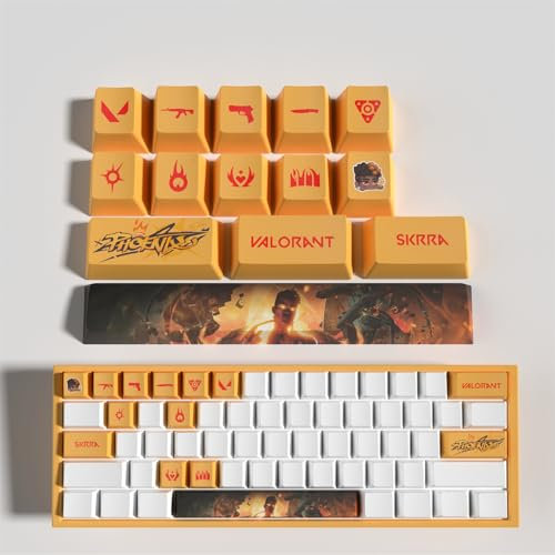 Valorant Phoenix 14 Capuchons de Touches Profil OEM Ergonomique, Matériau PBT OEM Profile Dye Sublimation Disposition, Compatible avec la Plupart des Claviers Mécaniques (4)