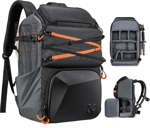 K&F Concept Mochila Fotografia Profesional 25L,Mochila fotográfica grande impermeable, Compartimento para portátil de 15,6 pulgadas cubierta para la lluvia