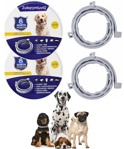 Lot de 2 Colliers pour Chien aux huiles Naturelles - Protection de 16 Mois - Étanche et réglable - pour Chiots et Chiens à partir de 7 semaines - pour Un Confort et Une sécurité durables