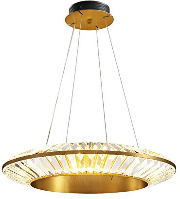 ZJHQQB LED Nordic All Copper Flying Saucer Kristall Kronleuchter, Wohnzimmer Villa Esszimmer Schlafzimmer, Leichter luxuriöser Kronleuchter, Kreativität Persönlichkeit Designer-Lampen-Koper warmes