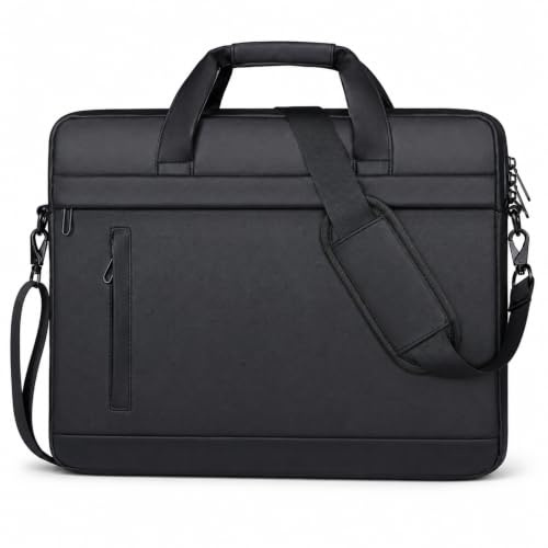 APKOL Borsa Porta PC 15,6 Pollici Impermeabile, Borsa Notebook Leggera | con Tracolla e Fascia per Trolley, Valigetta Antigraffio per Lavoro Università Viaggi, Nero