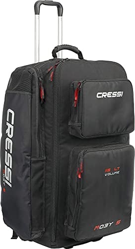 CRESSI Trolley Bag Black/Red 115 L Moby 5 - Robuste und Geräumige Trolley Tasche ideal für Sportliche Aktivitäten und Reisen, Schwarz/Rot, 115 L, Unisex