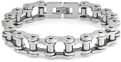 Heavy Mechanic Link Mens Biker Bike Bicycle Chain Bracelet For Men Silver Tone Stainless Steel