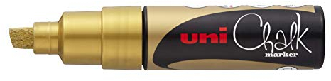 Uni-Ball 186410 - Fenster- & Kreidemarker UNI CHALK PWE-8K, 8 mm, Keilspitze, gold